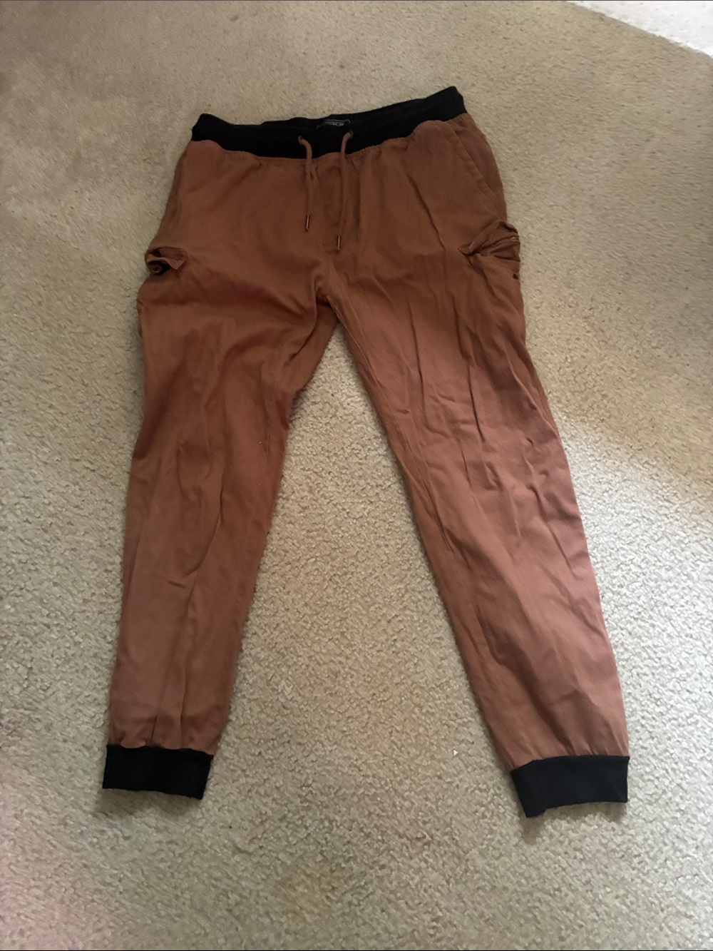 Men's Brown Jogger Sweatpants with Black Waistband